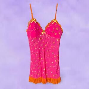 Deadstock y2k Victoria's Secret pink & orange slip dress